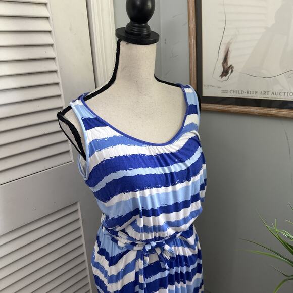 VINEYARD VINES Womens Dress Small Blue Striped Maxi Beach Cover Up Summer Preppy - Picture 4 of 11
